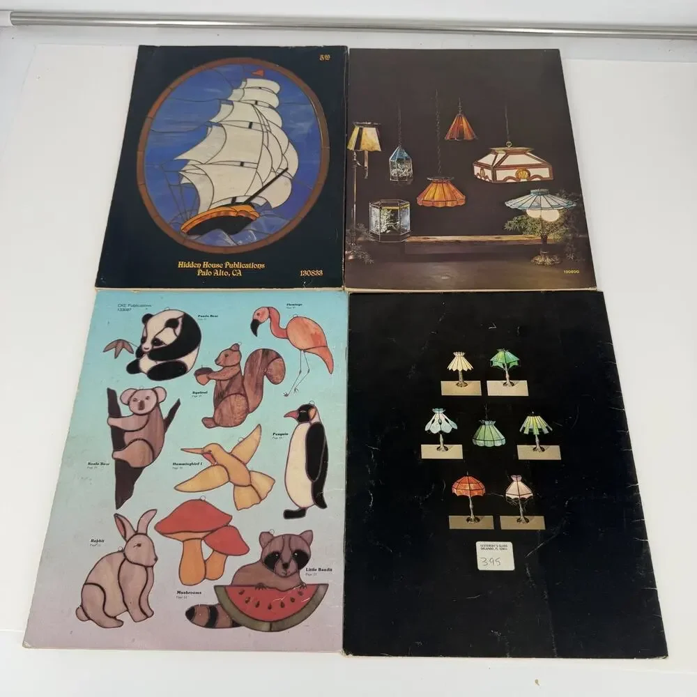 Lot 4 Stained Glass Lamps Terrariums Nature Luciano Miller Vtg Paperback Books